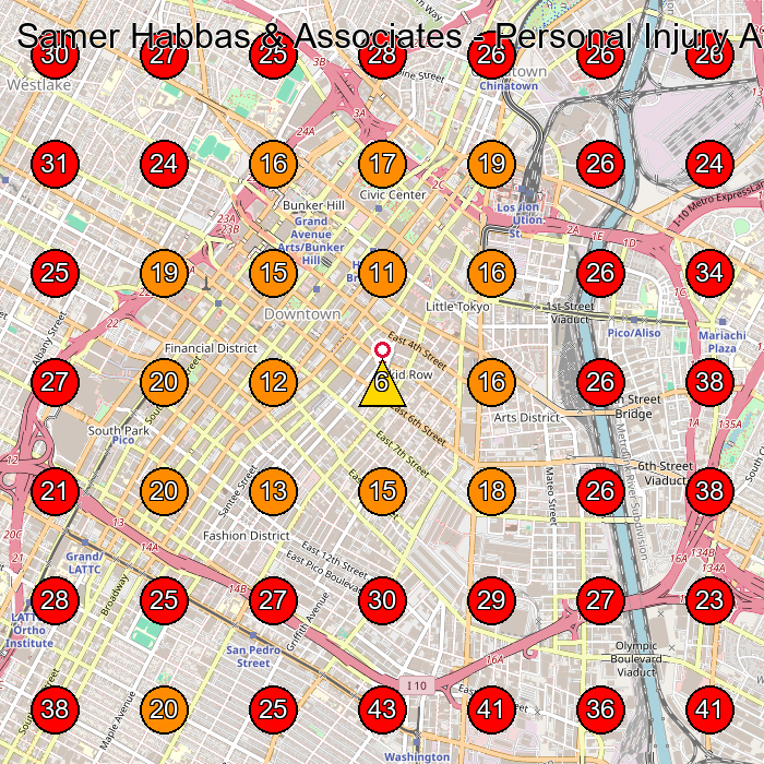 Samer Habbas & Associates - Personal Injury Attorneys GeoGrid visibility map for Personal Injury Attorney in Los Angeles